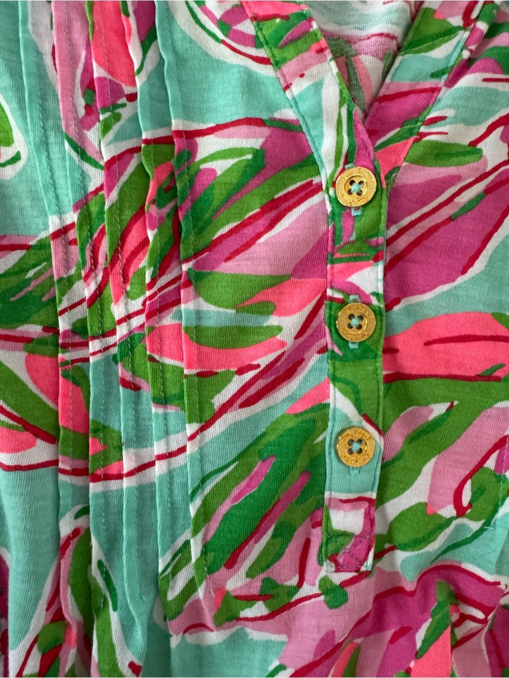 Lilly Pulitzer Dorothy “In the Vias” Print Henley Size Small 100% Pima Cotton - Picture 4 of 10
